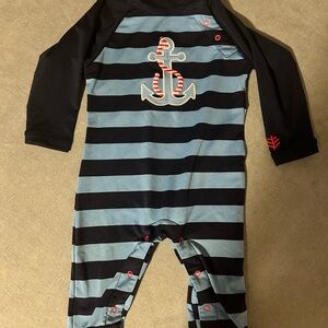 Coolibar Blue Nautical Bodysuit One Piece